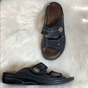 Finn Sansibar Black Leather Comfort Sandal Sz 40/9